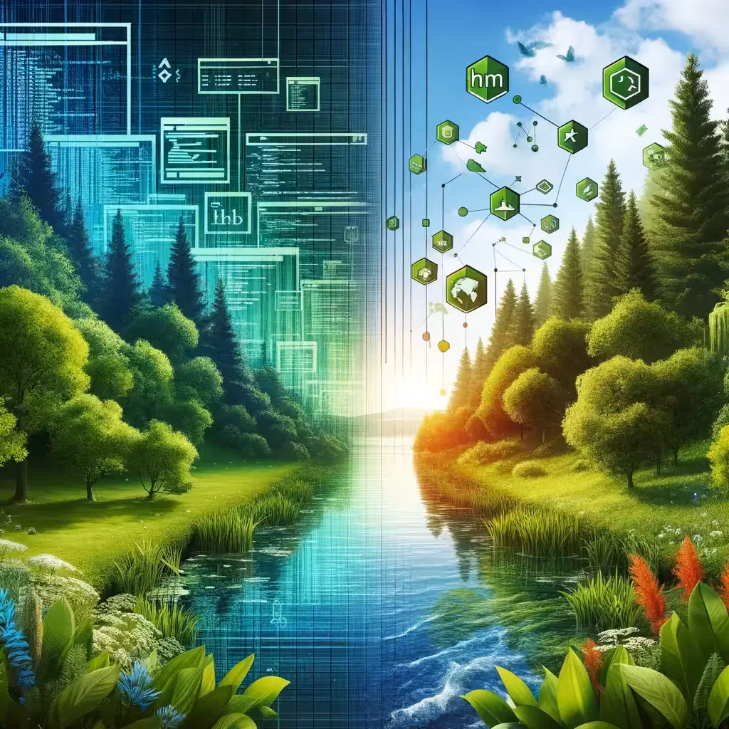 Green earth with coding
